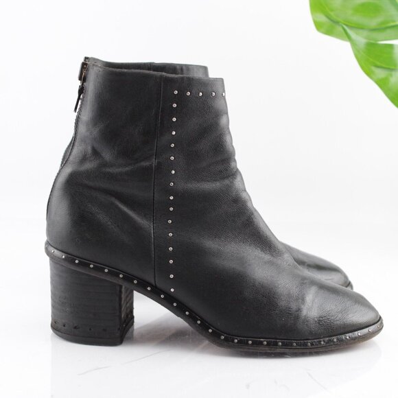 Rag Bone Womens Willow Boots Size 35 5 Black Leather Studded Block Heel Bootie - Picture 4 of 13